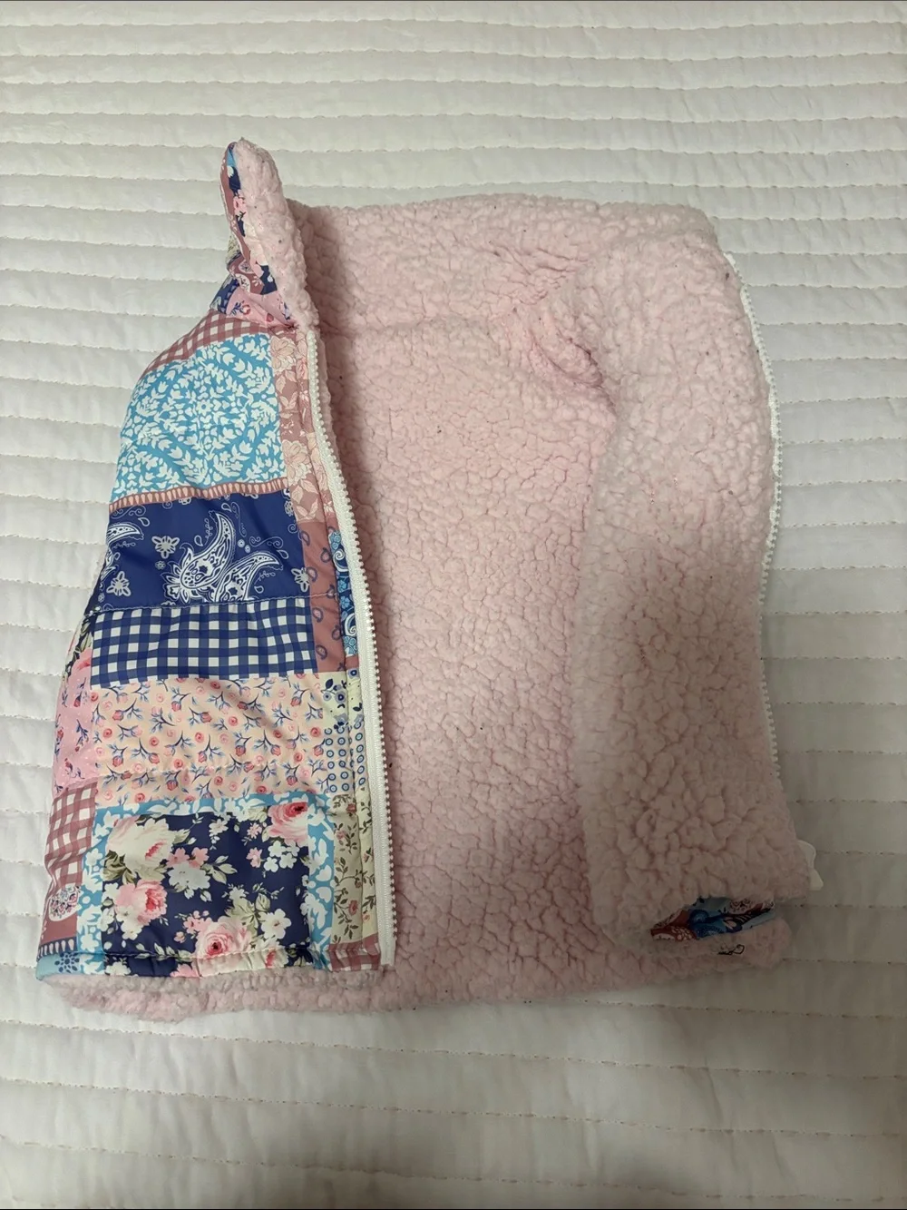 Patchwork Quilted Baby Vest - Pink & Blue Floral Cracker Barrel Viral Vest